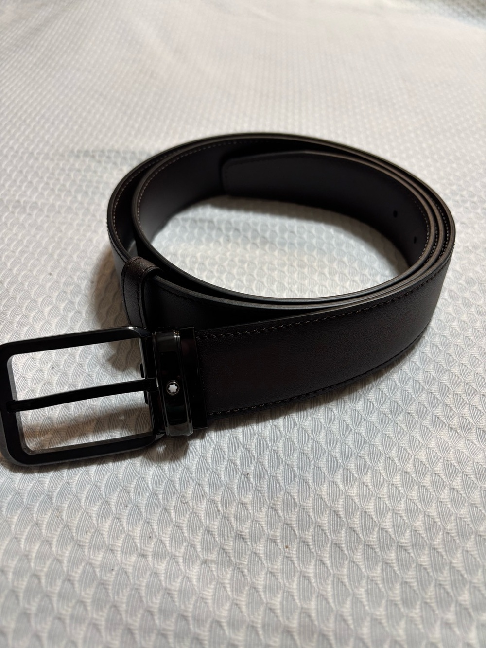 Montblanc Brown Leather Men's Belt with Matte Black Buckle
